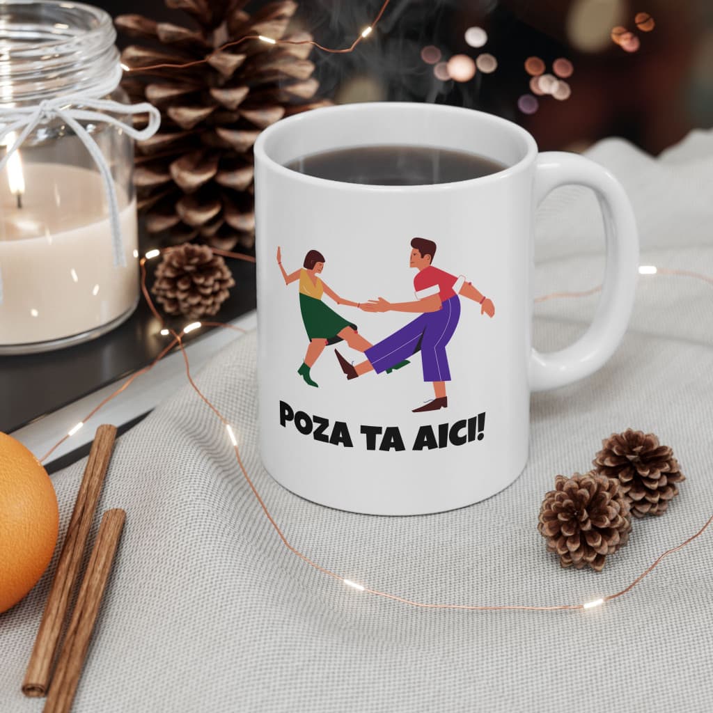 Cana ceramica personalizata cu poza ta, 330 ml, alba — varianta 2