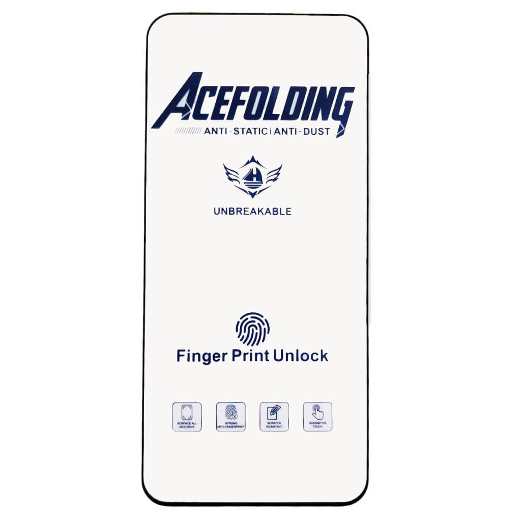 Folie de sticla Samsung Galaxy S24 Plus, ACE Folding Full Glue, deblocare amprenta, margini negre