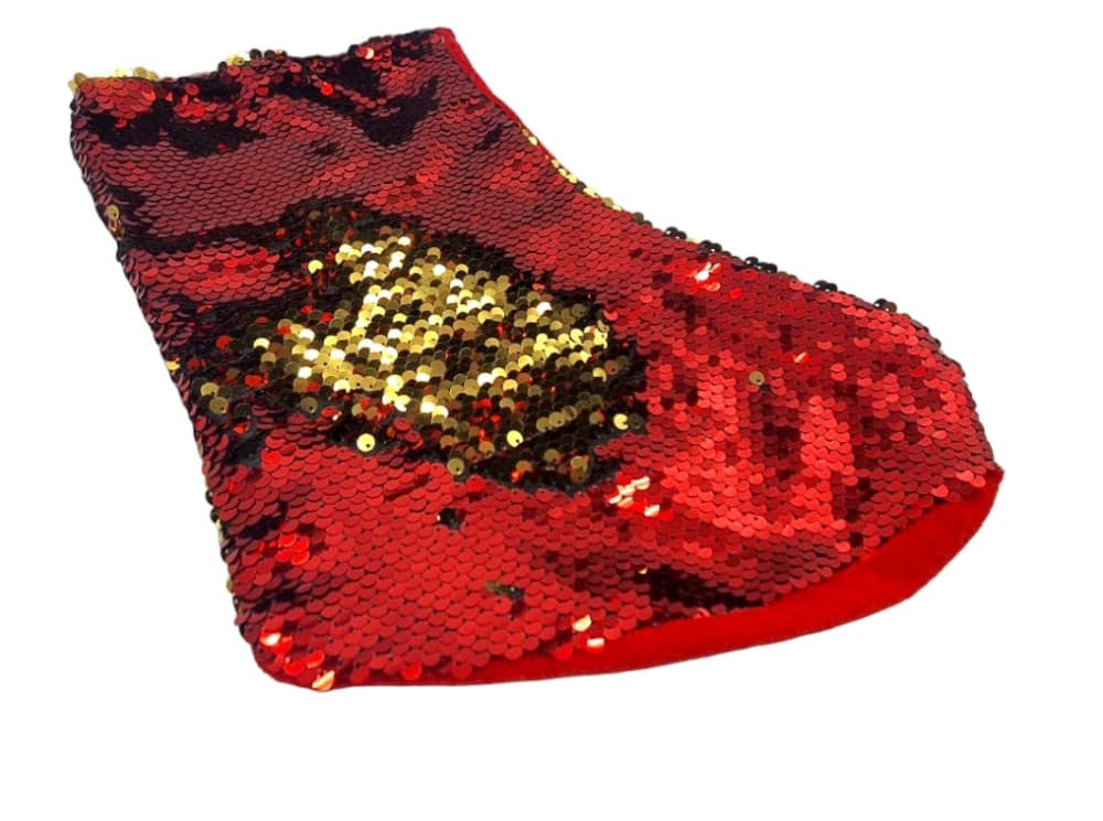 Ciorap cadouri, paiete rosii/aurii, 15 x 30 cm — varianta 2