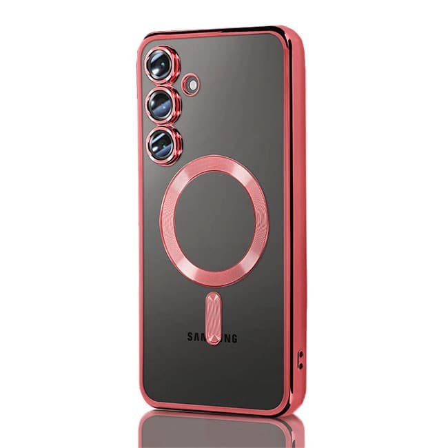 Husa Samsung Galaxy A17, Electroplating Magsafe TPU, protectie camera, rosie