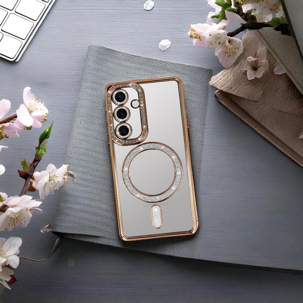 Husa Samsung Galaxy A17, Electroplating Bling Magsafe, protectie camera, argintie — varianta 4