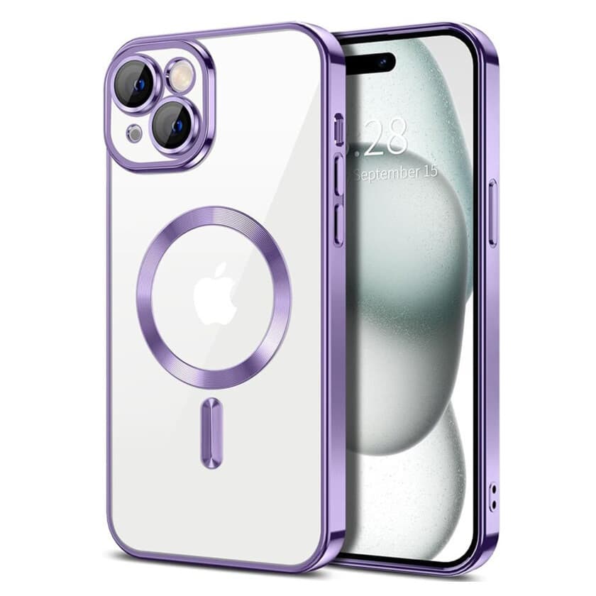 Husa Apple iPhone 16 Pro Max, Magsafe Electroplating TPU, protectie camera, margini mov