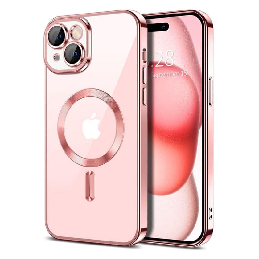 Husa Apple iPhone 16 Pro Max, Magsafe Electroplating TPU, protectie camera, margini rose gold