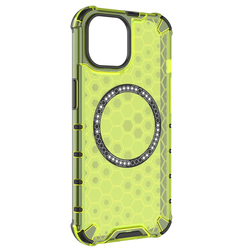 Husa protectie iPhone 16 Pro Max, Honeycomb Magsafe, colturi ranforsate, verde
