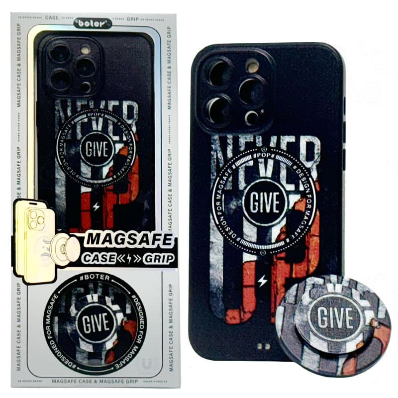Husa Apple iPhone 13, Boter Magsafe + MagPopsocket, Never Give Up