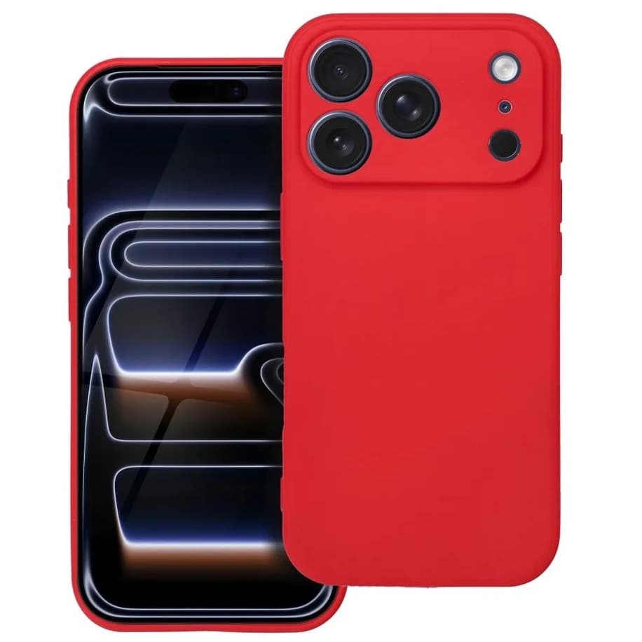 Husa Apple iPhone 17 Pro Max, Luxury Silicone, catifea in interior, protectie camera, rosie