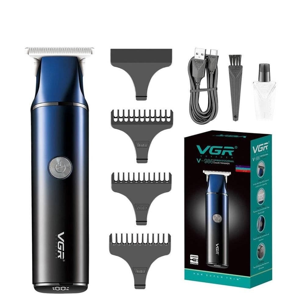Aparat de tuns VGR V986, acumulator incorporat, afisaj LED, albastru
