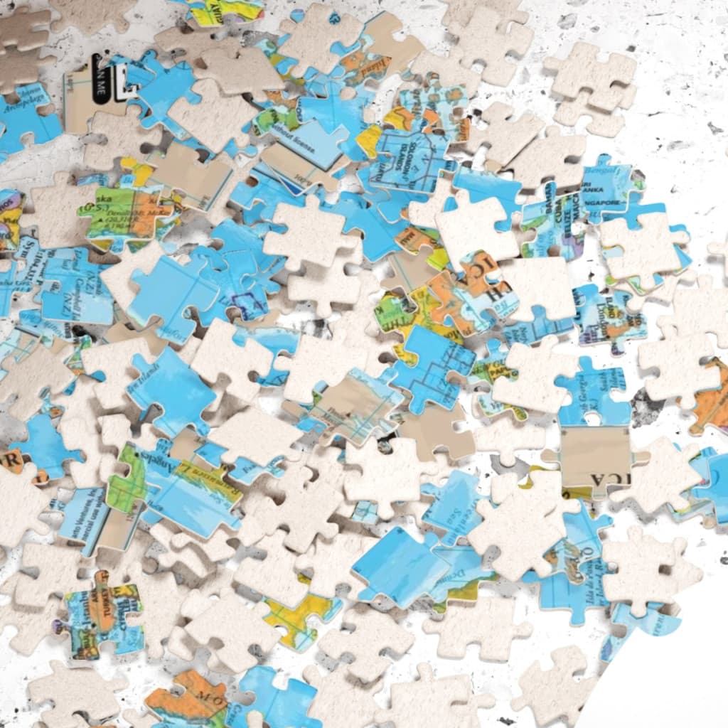Puzzle 120 piese, 20 x 29 cm, carton alb perlat, harta lumii — varianta 3