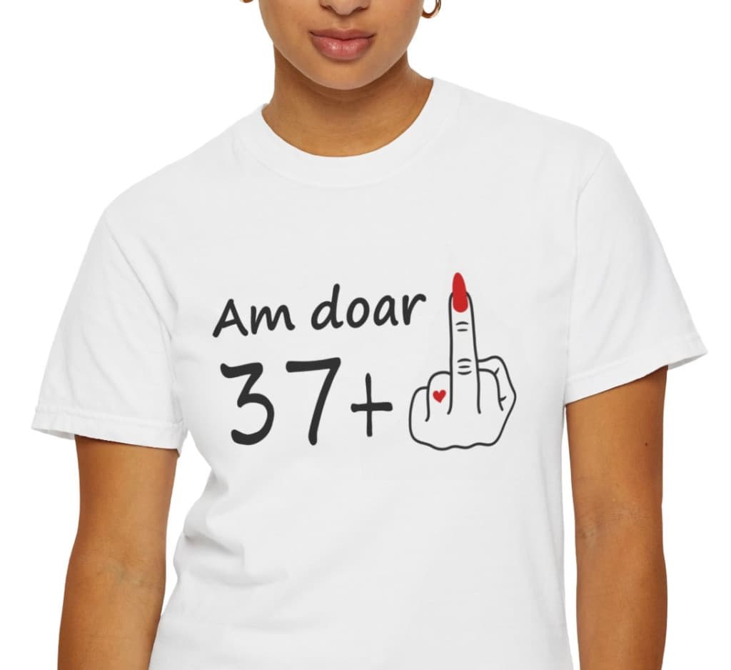Tricou personalizat alb, unisex, varsta ta +, modal, diverse marimi