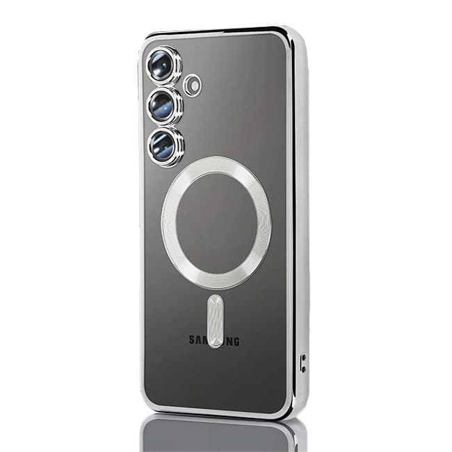 Husa Samsung Galaxy A17, Electroplating Magsafe TPU, protectie camera, argintie