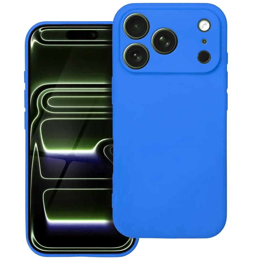 Husa Apple iPhone 17 Pro Max, Luxury Silicone, protectie camera, catifea in interior, albastru deschis