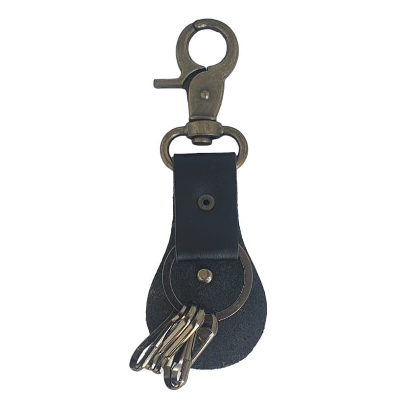 Breloc chei din metal si piele, logo USD, negru — varianta 2