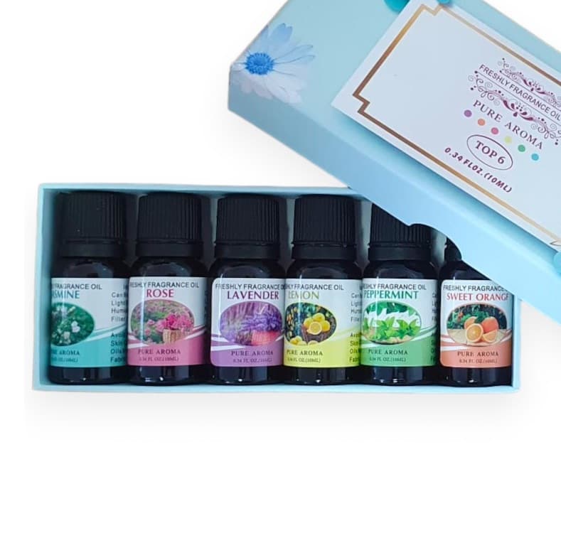 Set 6 uleiuri parfumate Pure Aroma, 6 x 10 ml, Jasmine/Rose/Lavender/Lemon/Peppermint/Sweet Orange
