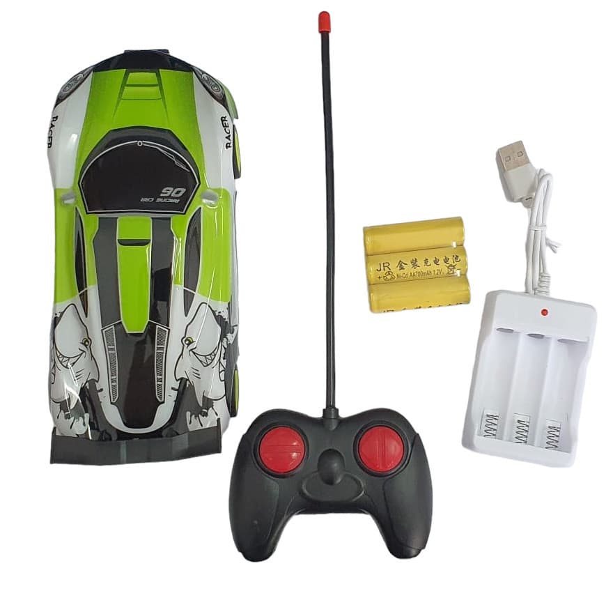Jucarie masina cu telecomanda CARVICTOR 5, acumulatori cu incarcare USB, 1:28, alb/verde — varianta 4
