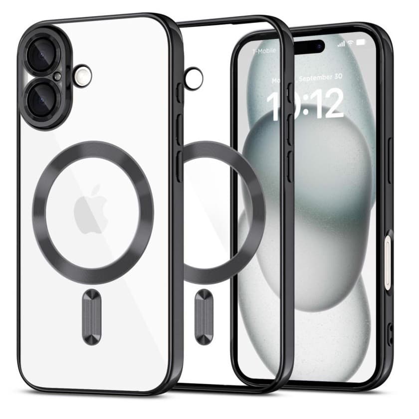 Husa Apple iPhone 16 Pro Max, Magsafe Electroplating TPU, protectie camera, margini negre
