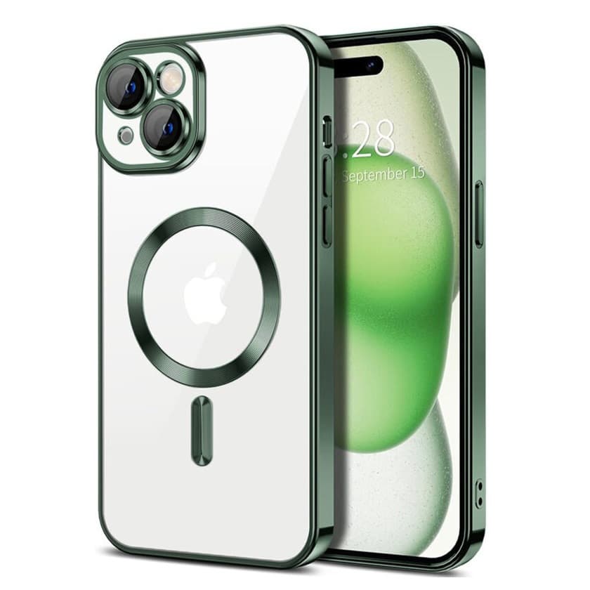 Husa Apple iPhone 16 Pro Max, Magsafe Electroplating TPU, protectie camera, margini verzi