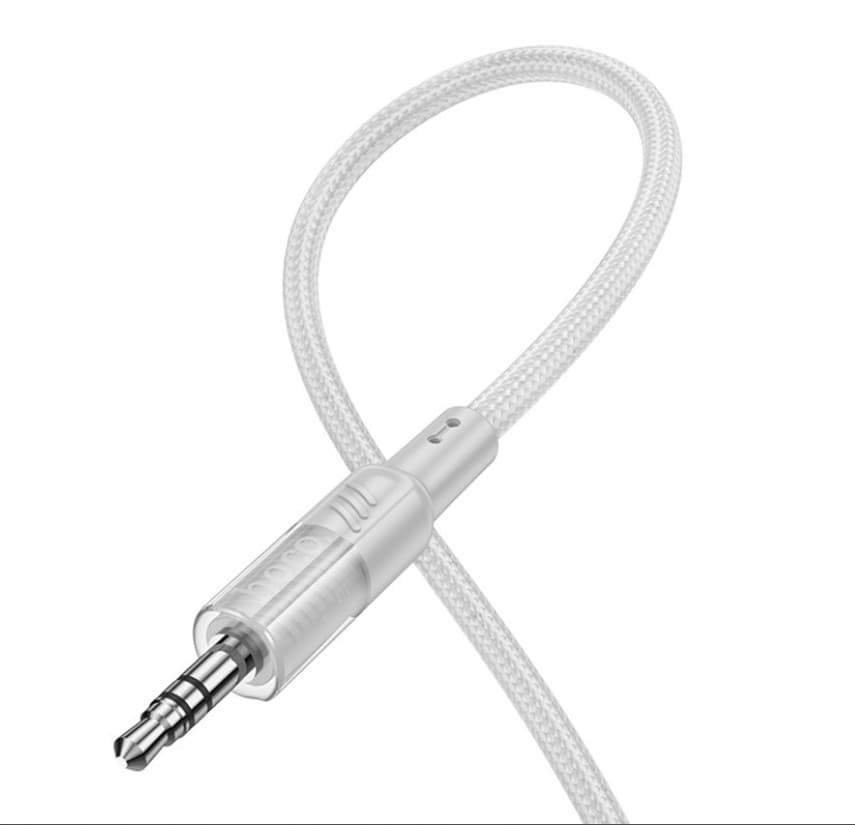 Cablu adaptor Hoco UPA27 Crystal Clear, AUX USB-C / 3,5 mm jack, protectie textila, gri — varianta 3