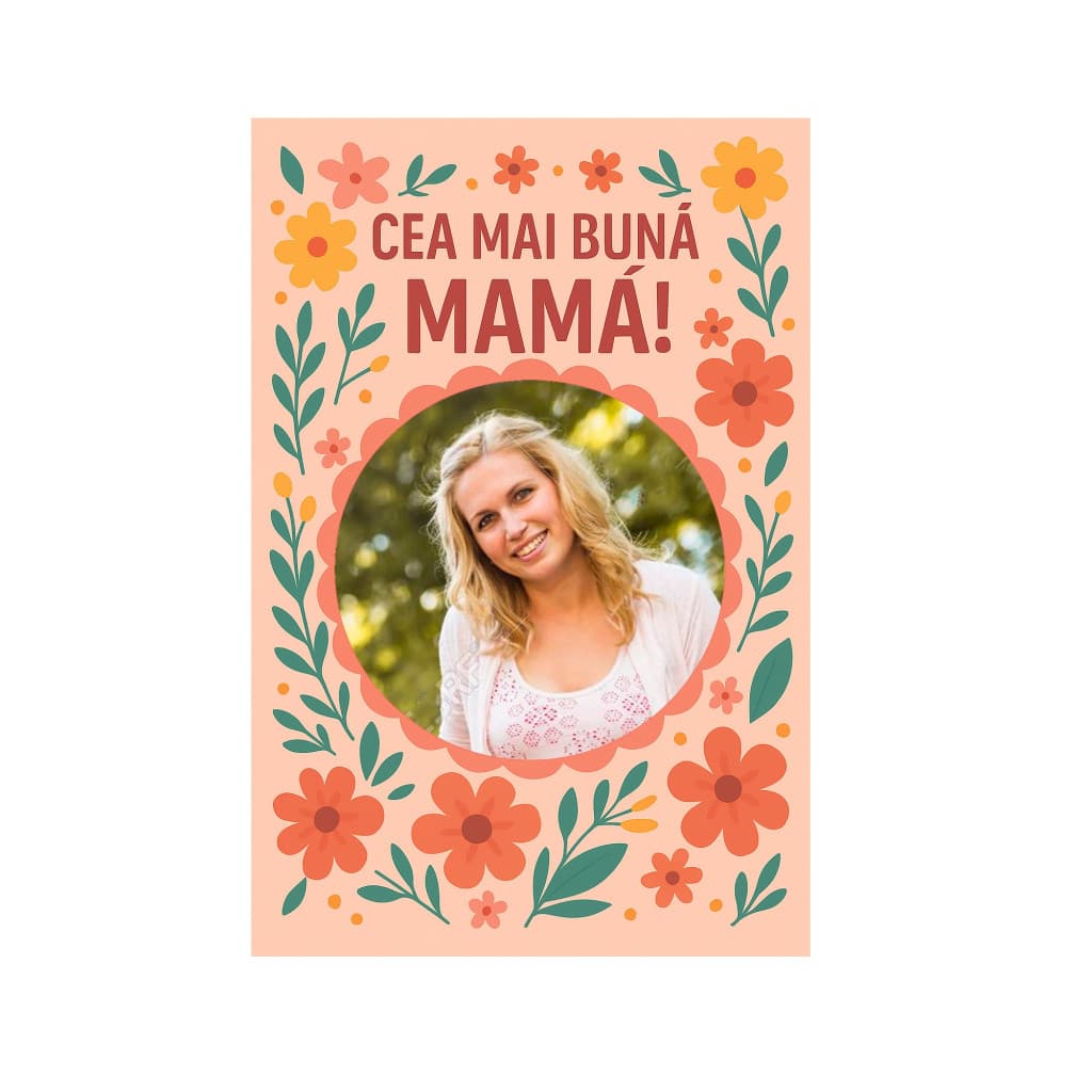 Magnet foto personalizat cu imaginea ta, sidefat, 9.5 x 5 cm, rama Cea mai buna mama
