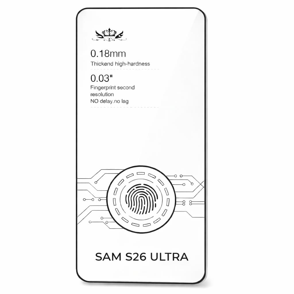 Folie sticla Samsung Galaxy S26 Ultra, Full Glue, deblocare amprenta, premium, 0.18 mm, margini negre