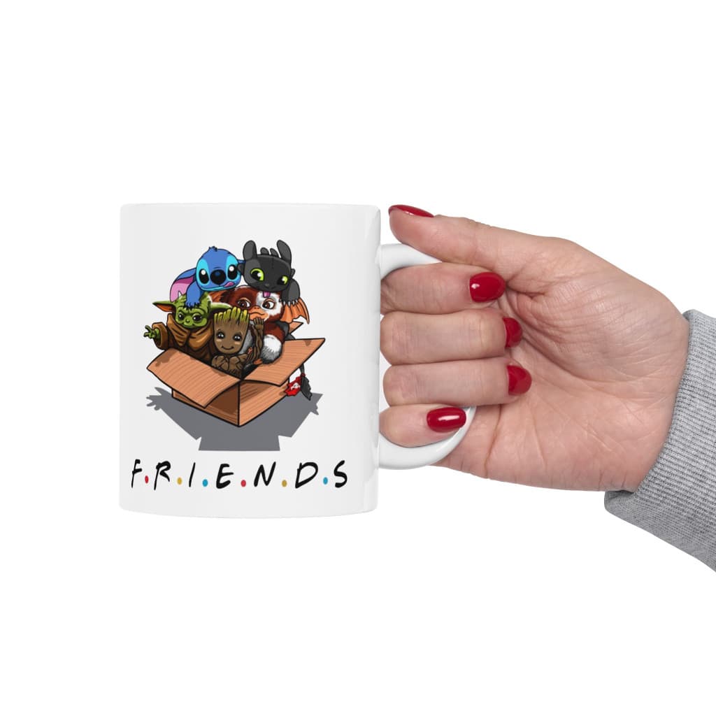 Cana ceramica personalizata, design Stitch Friends, 330 ml, alba — varianta 5