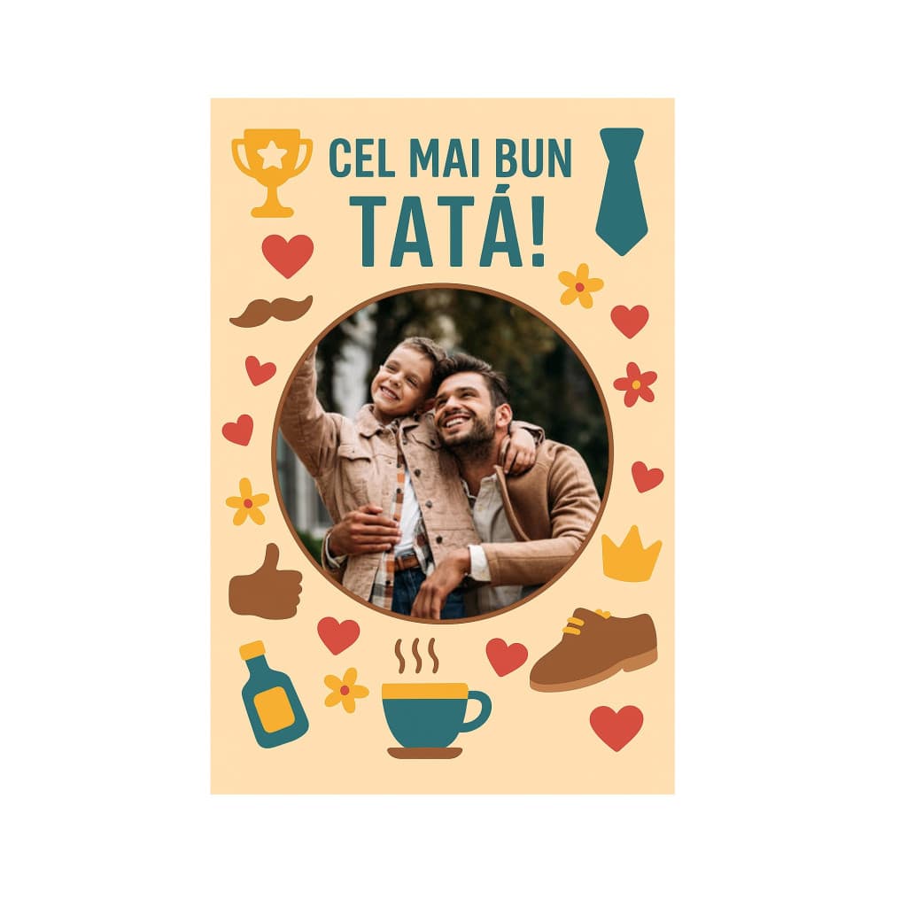 Fotografie magnetica personalizata, 10 x 15 cm, rama Cel mai bun tata!