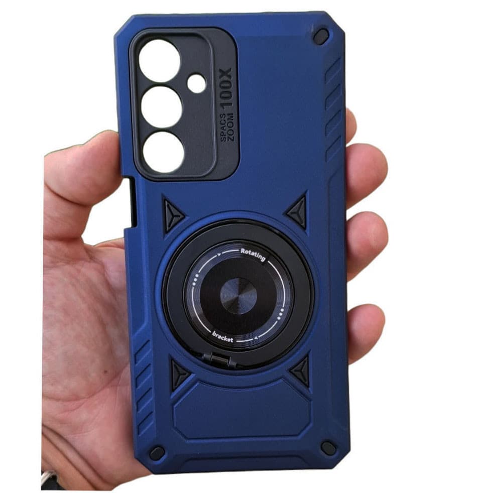 Husa Samsung Galaxy A13 5G / Galaxy A04s, Rotating Bracket, protectie camera, prindere magnetica, albastru inchis