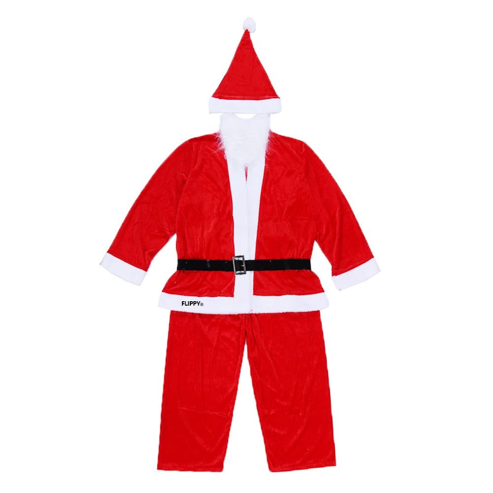 Costum Mos Craciun pentru baieti, 10-12 ani, 5 piese, catifea