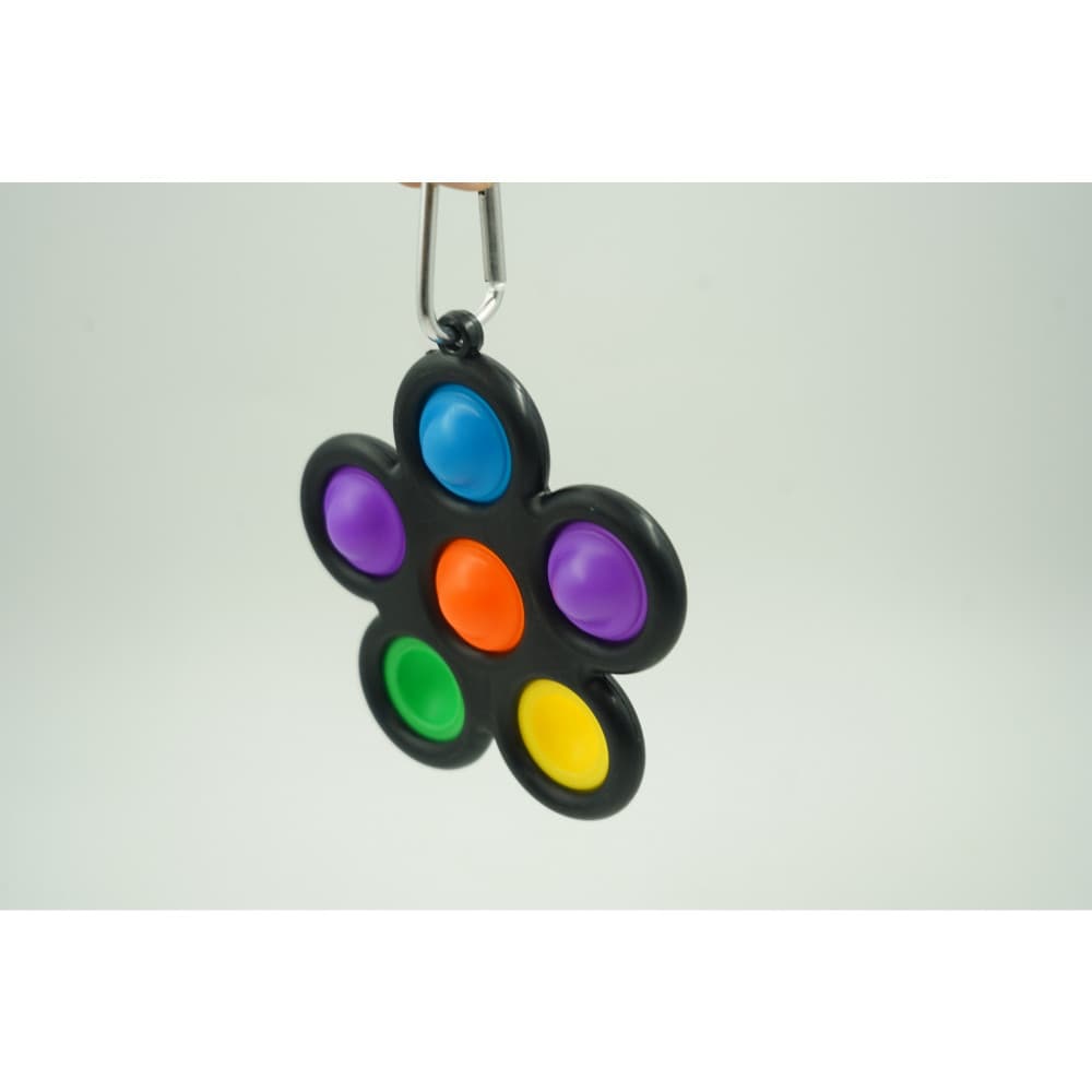 Jucarie antistres tip Pop It!, Fidget Toy, cu breloc, model floare, negru — varianta 3