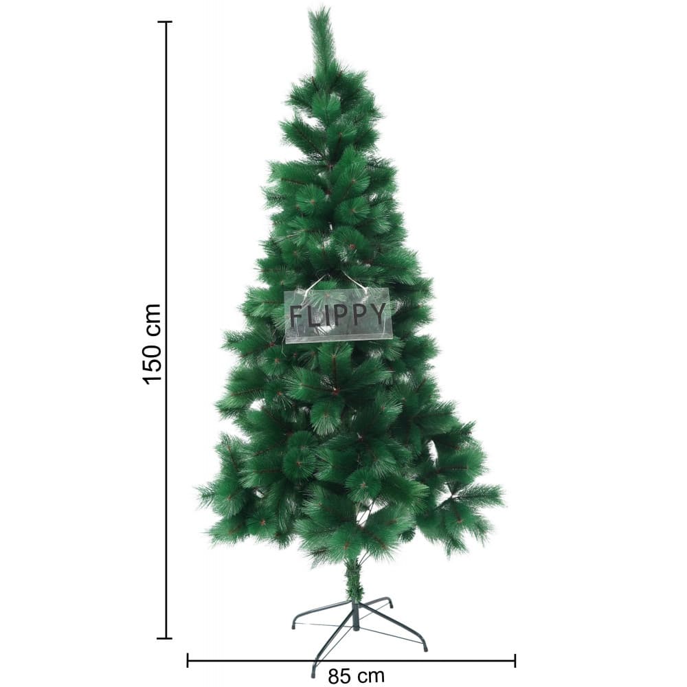 Brad artificial de Craciun, clasic, inaltime 150 cm, diametru 88 cm, 437 ramuri,  verde, suport metalic inclus — varianta 2