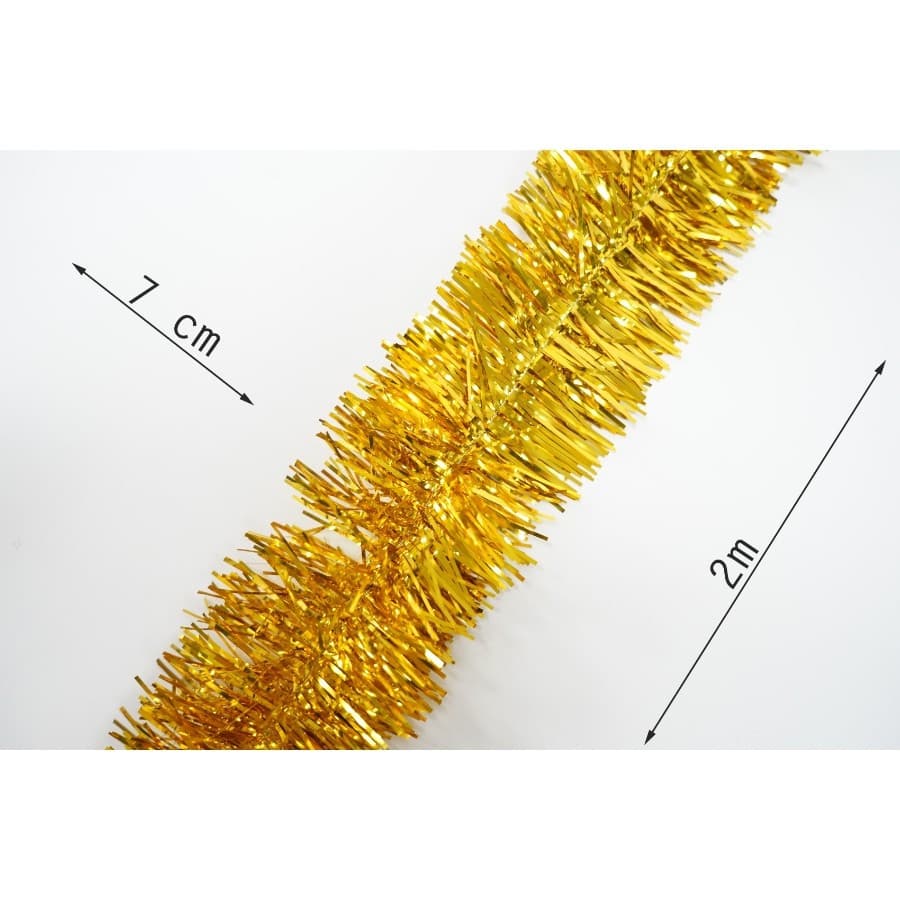 Beteala Craciun, 2 m x 7 cm, folie PVC, interior/exterior, aurie — varianta 5