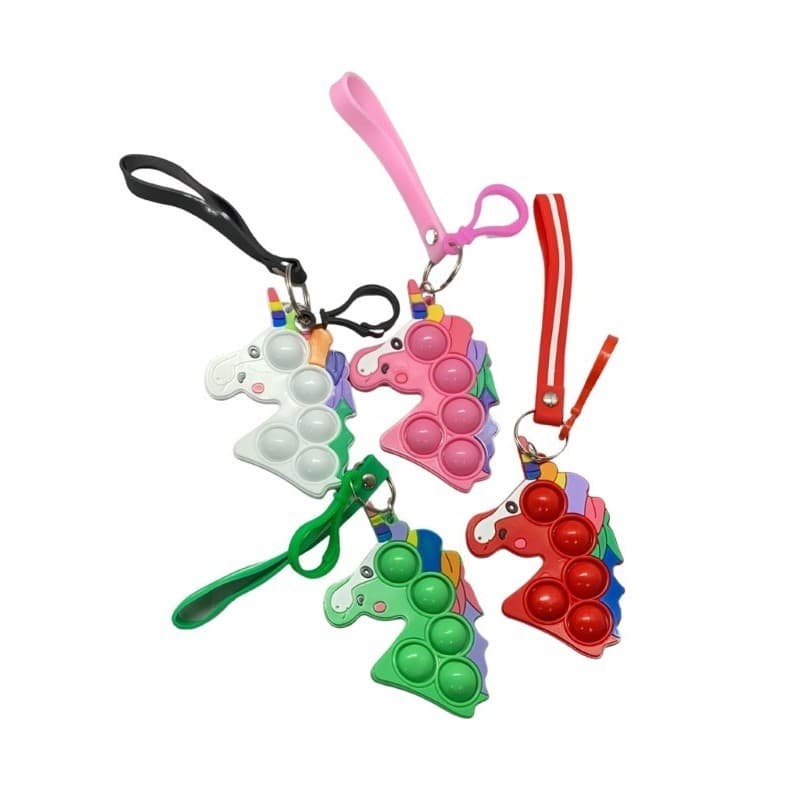 Jucarie antistres tip Pop It!, Simple Dimple, din silicon, cu breloc, model unicorn, verde — varianta 2