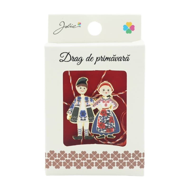 Brosa martisor, tineri in costum popular