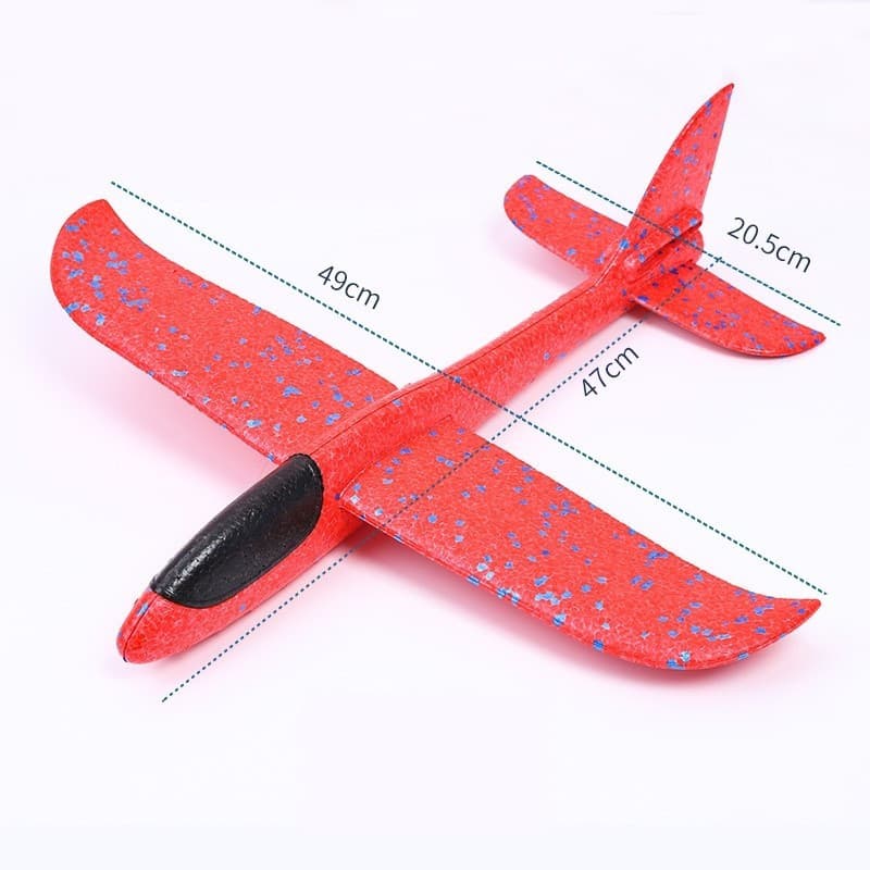 Avion planor din polistiren, 47 cm, rosu — varianta 2