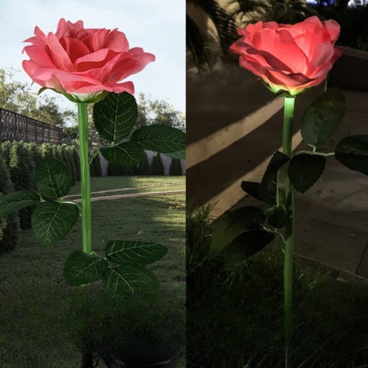 Lampa Solara LED tip Trandafir cu o floare pentru Gradina, Inaltime 75 cm — varianta 2
