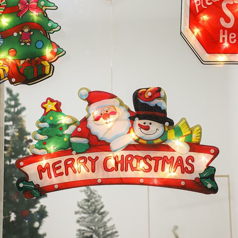 Decoratiune de Craciun pentru fereastra, Merry Christmas, cu LED-uri, 24 cm, alb cald — varianta 2