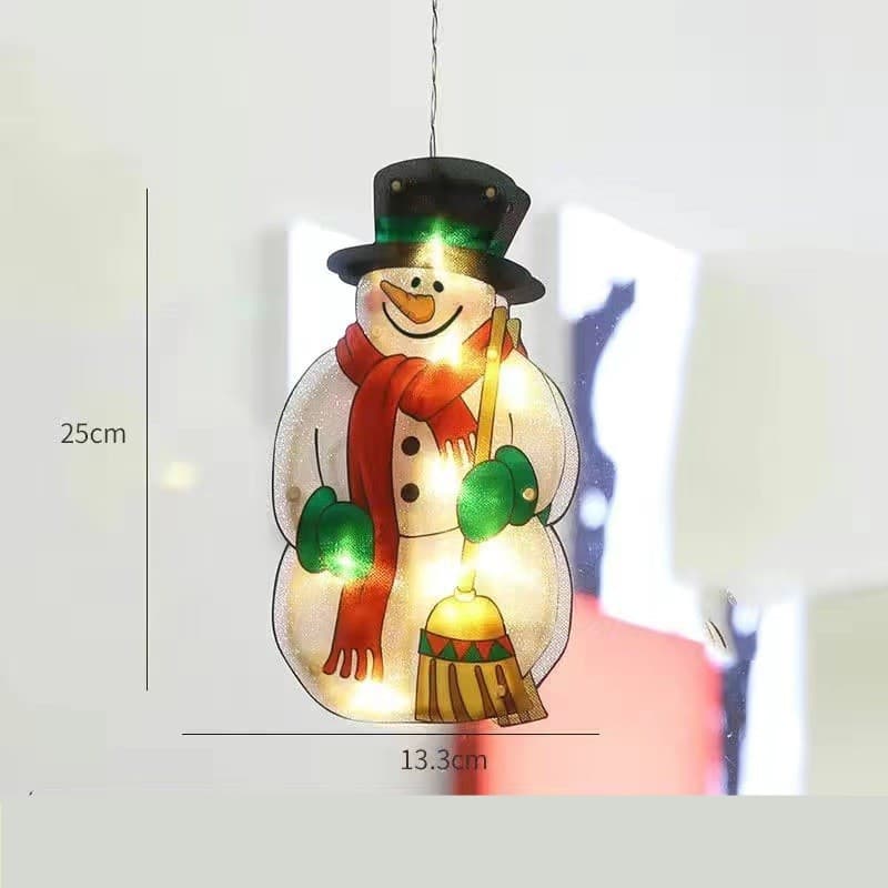 Decoratiune de Craciun pentru fereastra, om de zapada, cu LED-uri, 26 cm, alb cald — varianta 2