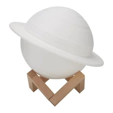 Lampa de veghe 3D Saturn Light, alb cald, alimentare baterii, stand plastic inclus, 15 cm