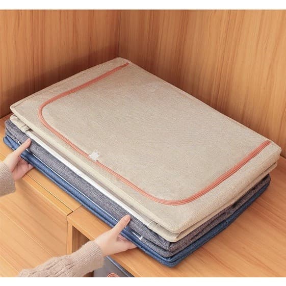 Cutie de depozitare pliabila cu fermoar, 24 litri, material textil, 40 X 30 X 20 cm, crem — varianta 3