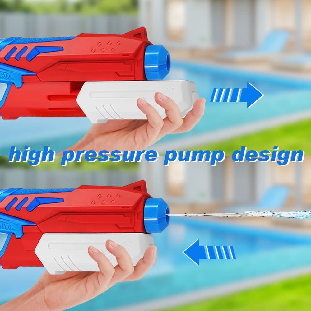 Jucarie pistol cu apa, plastic, rezervor 300 ml, 6 ani+, albastru/rosu — varianta 3