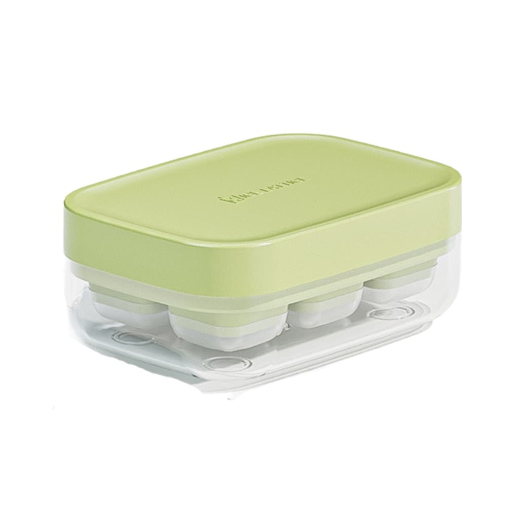 Forma pentru gheata din silicon alimentar, 6 cuburi, caserola pentru depozitare, usor de folosit si curatat, 10.5 x 7.5 x 4.1 cm, verde