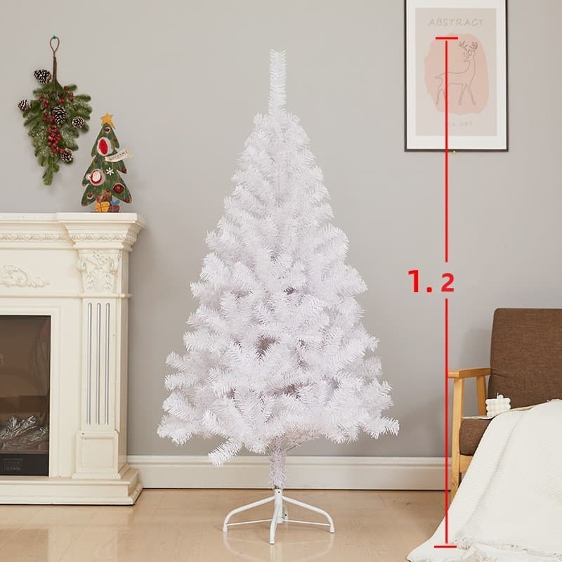 Brad artificial de Craciun, 120 cm, 240 ramuri/varfuri, plastic, interior/exterior, alb, suport inclus — varianta 2