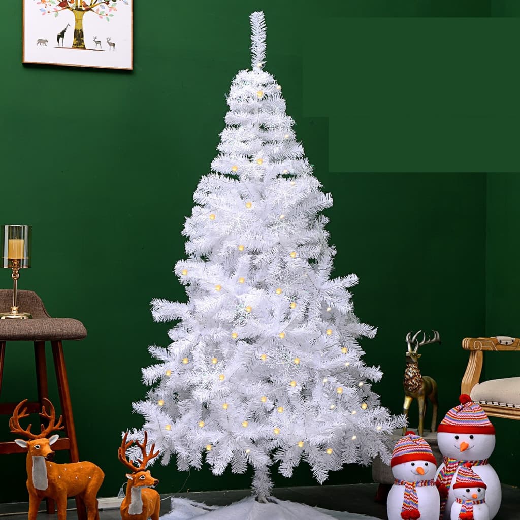 Brad artificial de Craciun, 120 cm, 240 ramuri/varfuri, plastic, interior/exterior, alb, suport inclus — varianta 4