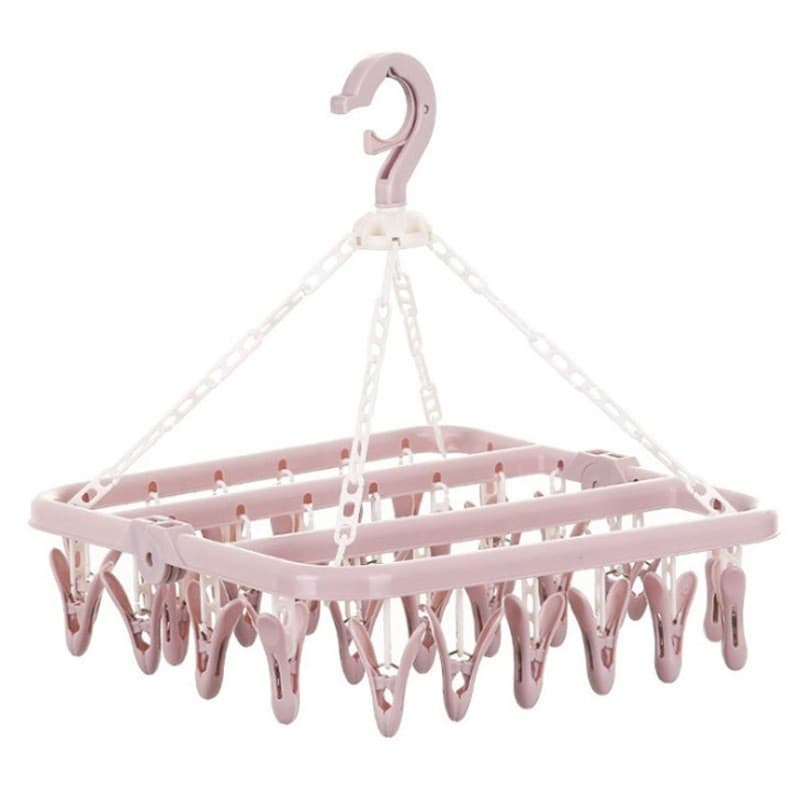 Uscator de rufe , 32 de cleme, plastic, pliabil, rotire 360 grade, 32x32 cm, roz