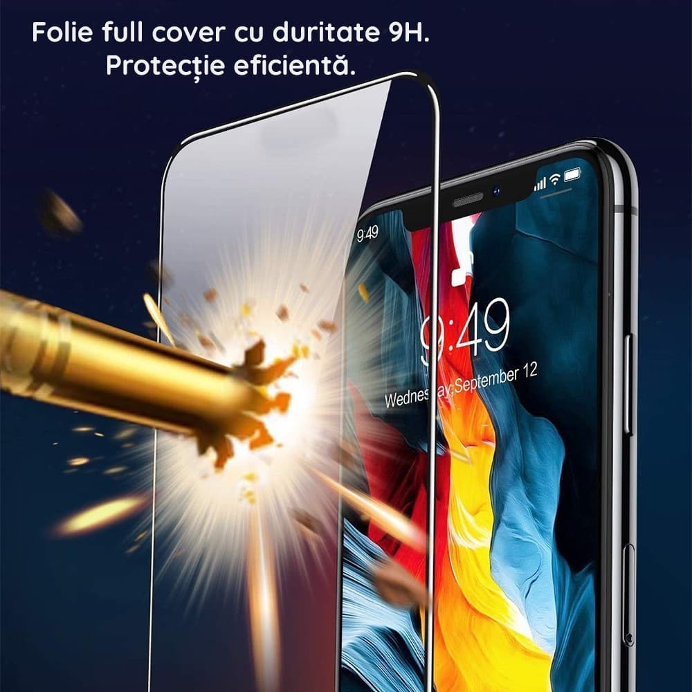 Folie de sticla Apple iPhone 15 Plus, Full Glue 111D, margini negre — varianta 6