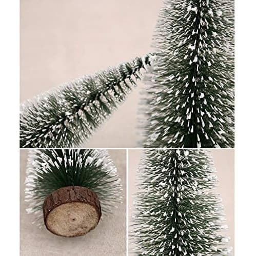 Brad artificial de Craciun, ornament pentru masa, pe suport lemn, 20 cm, argintiu — varianta 3