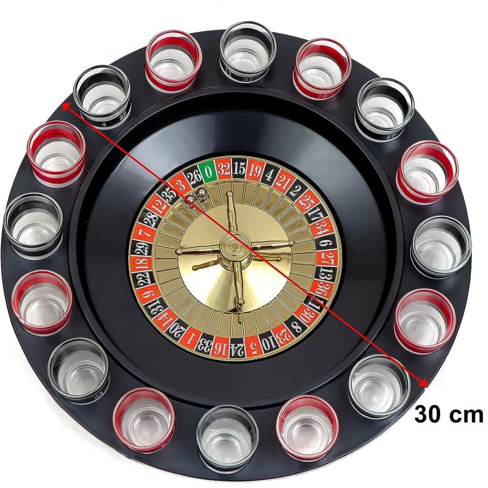 Joc de Baut Ruleta cu Pahare de Shot, 30 cm, Rosu/Negru — varianta 2