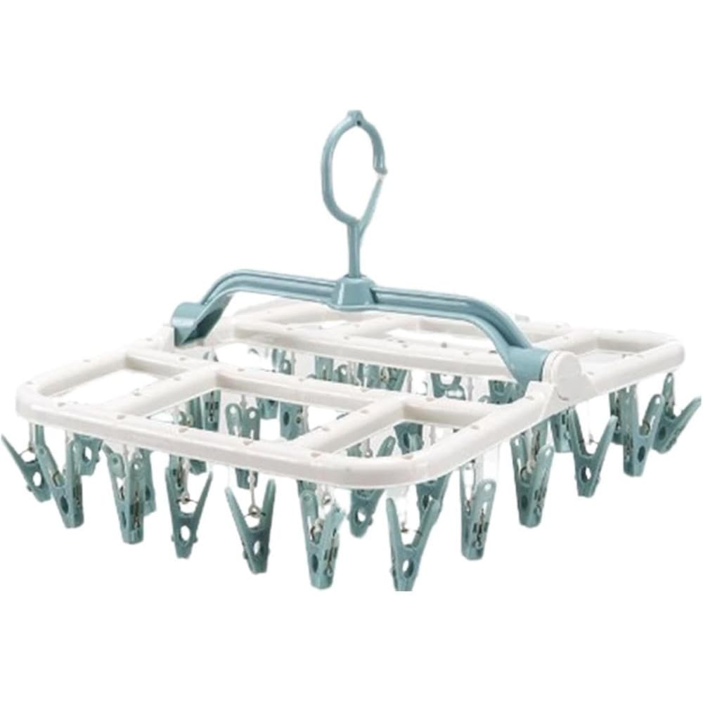 Uscator de Rufe Suspendat, 40 carlige, multifunctional, 36 x 24 cm, alb/albastru