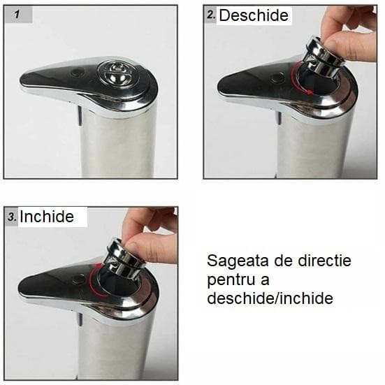 Dispenser pentru Sapun Lichid/Dezinfectant, cu Senzor Infrarosu de Miscare, din Otel Inoxidabil, 250 ml, 19 x 11 cm, Gri — varianta 2