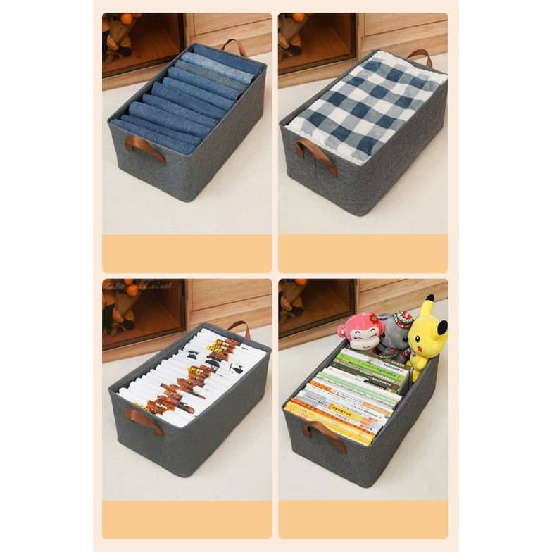 Cutie de depozitare tip cos, pliabila, cadru metalic, manere, 47 x 30 x 25 cm, 35 l, gri — varianta 3