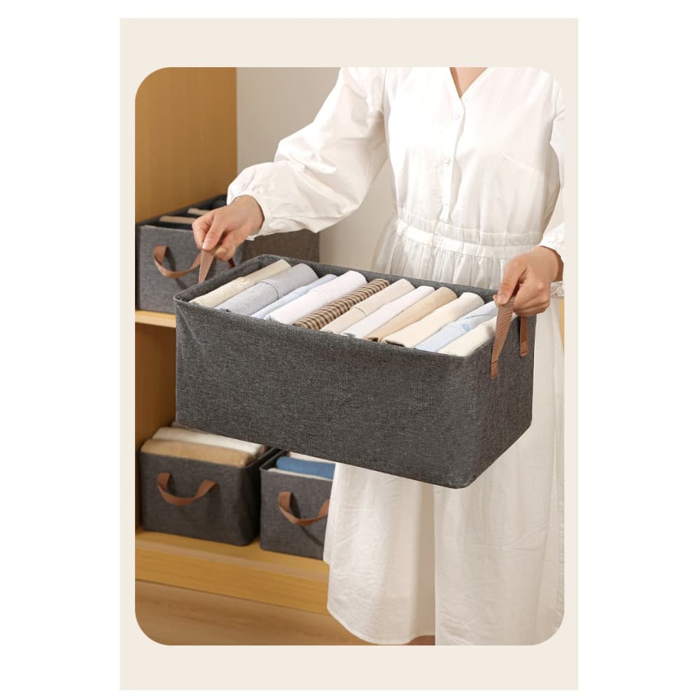 Cutie de depozitare tip cos, pliabila, cadru metalic, manere, 47 x 35 x 30 cm, 50 l, gri — varianta 4